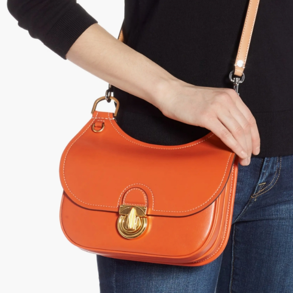 Tory Burch Small James Leather Saddle Crossbody Bag - Picture 2 of 13